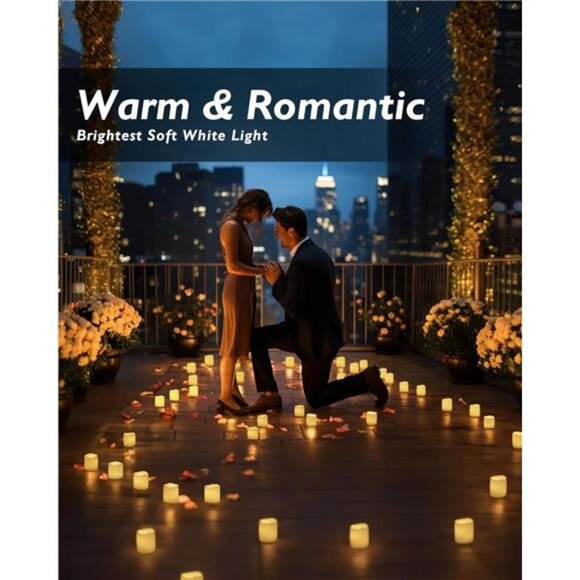 Flickering flameless votive candles 24 pack battery operated LED wedding decor - Picture 5 of 7